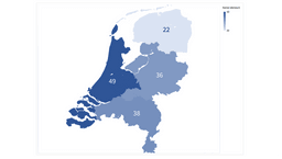 Kaart Nederland waar zijn de meeste adviseurs beschikbaar